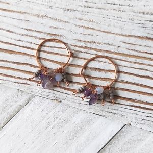 Artisan Jewelry Collection - Blooming Lilac Beaded Hoop Earrings
